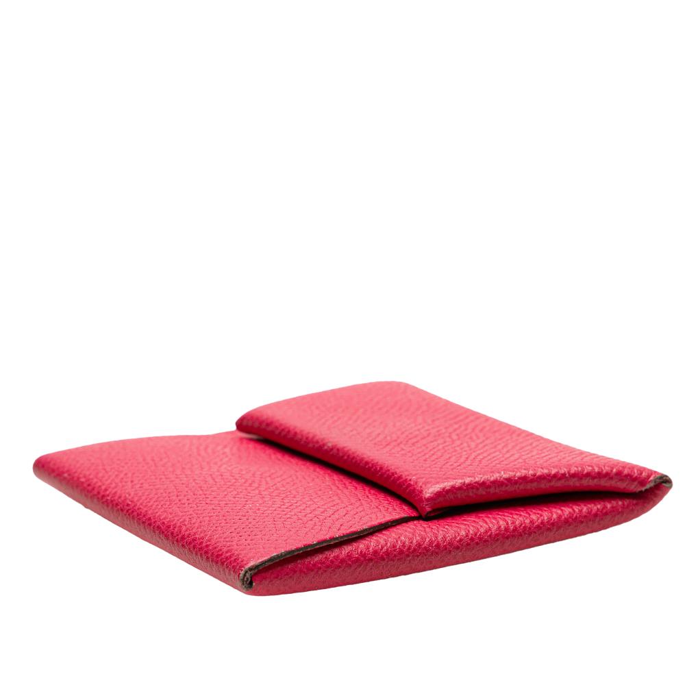 Hermès AB Hermès Pink Hot Pink Calf Leather Epsom Bastia Coin Purse France