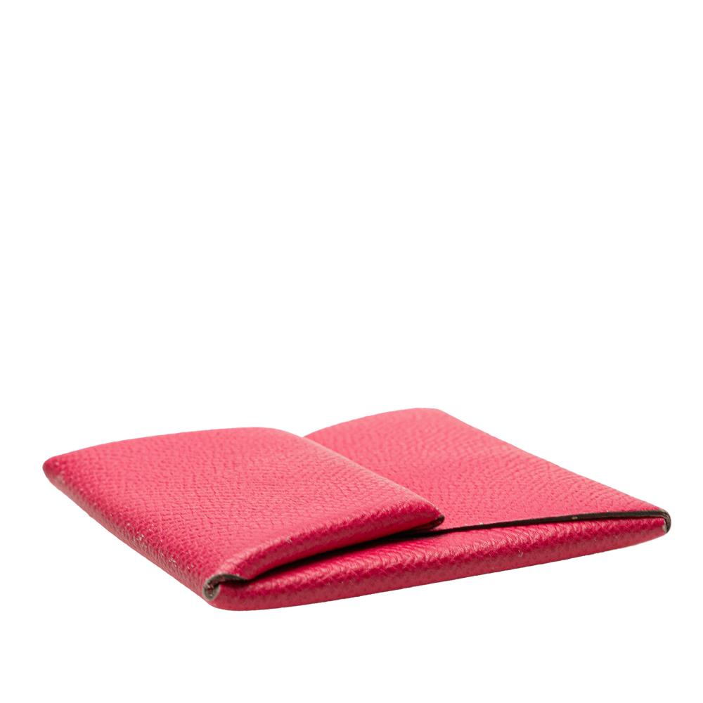 Hermès AB Hermès Pink Hot Pink Calf Leather Epsom Bastia Coin Purse France