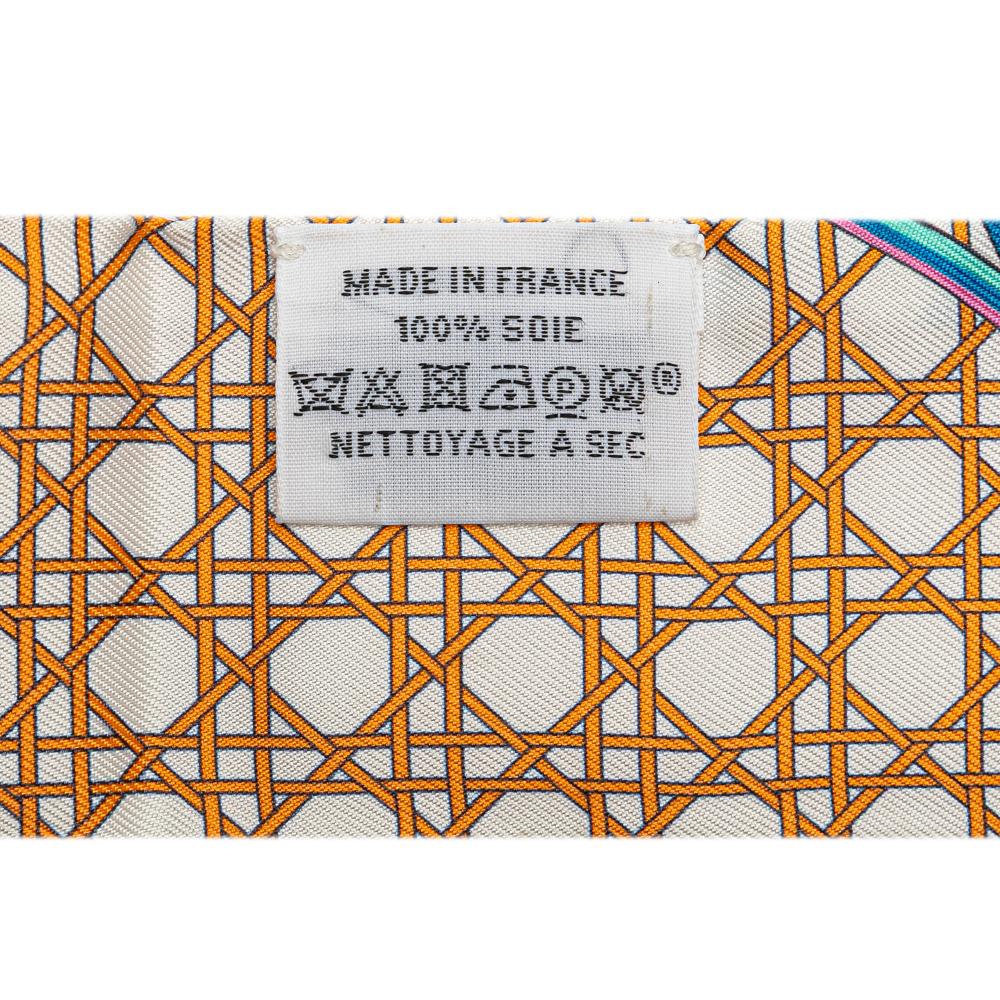 Hermès AB Hermès White Silk Fabric Les Voitures a Transformation Twilly Scarf France