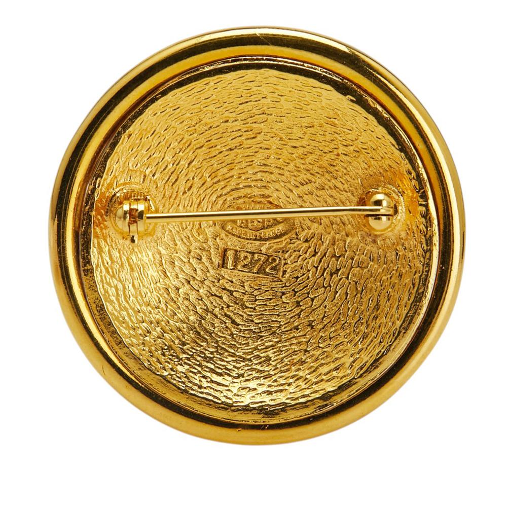 Chanel B Chanel Gold with Silver Gold Plated Metal and Silver Plated CC Round Brooch France