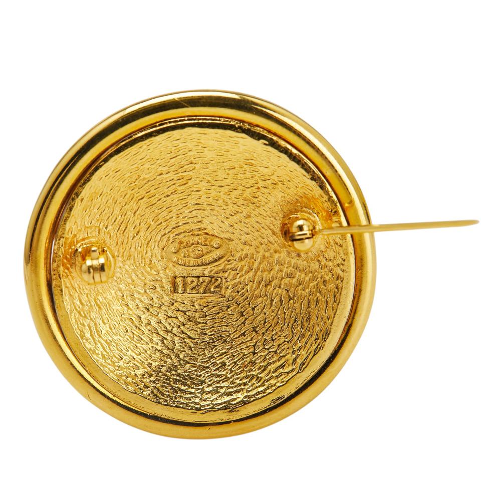 Chanel B Chanel Gold with Silver Gold Plated Metal and Silver Plated CC Round Brooch France