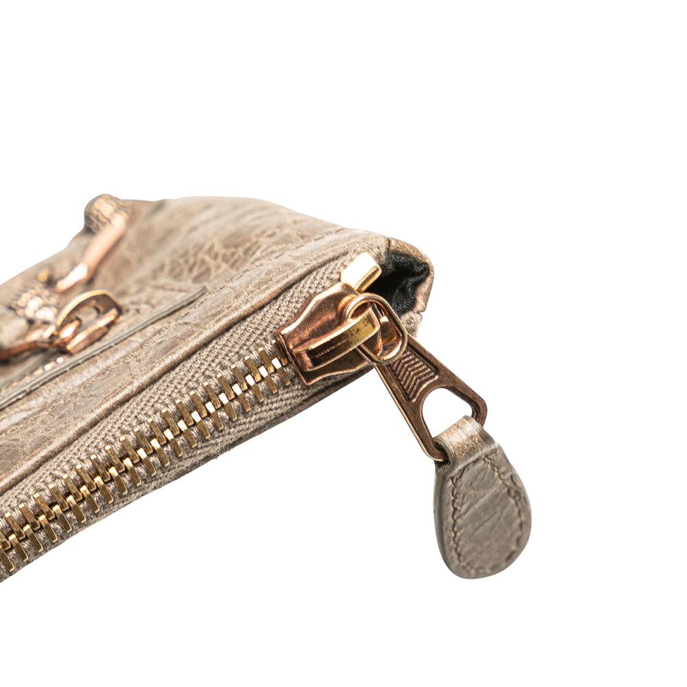 Balenciaga Brown Lambskin Motocross Giant 12 Porte Monnaie Zip Coin Purse Italy