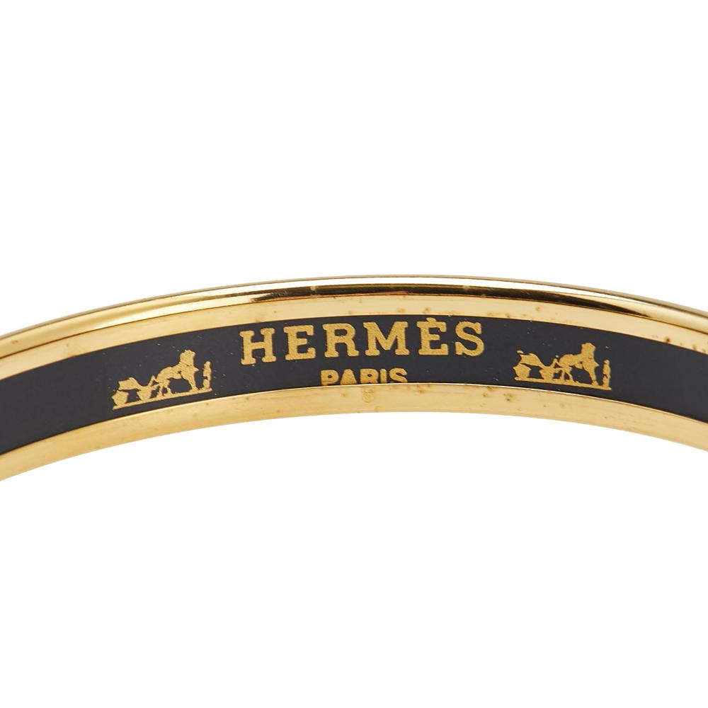 Hermès B Hermès Blue Navy with Gold Enamel Other Narrow Rope Design Bangle 65 Austria