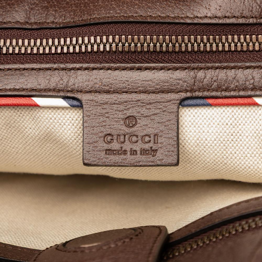 Gucci B Gucci Brown Beige Coated Canvas Fabric GG Supreme Night Courrier Vertical Satchel Italy