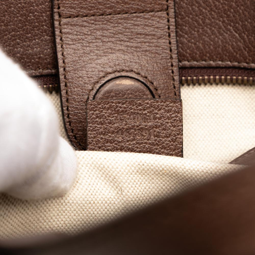 Gucci B Gucci Brown Beige Coated Canvas Fabric GG Supreme Night Courrier Vertical Satchel Italy