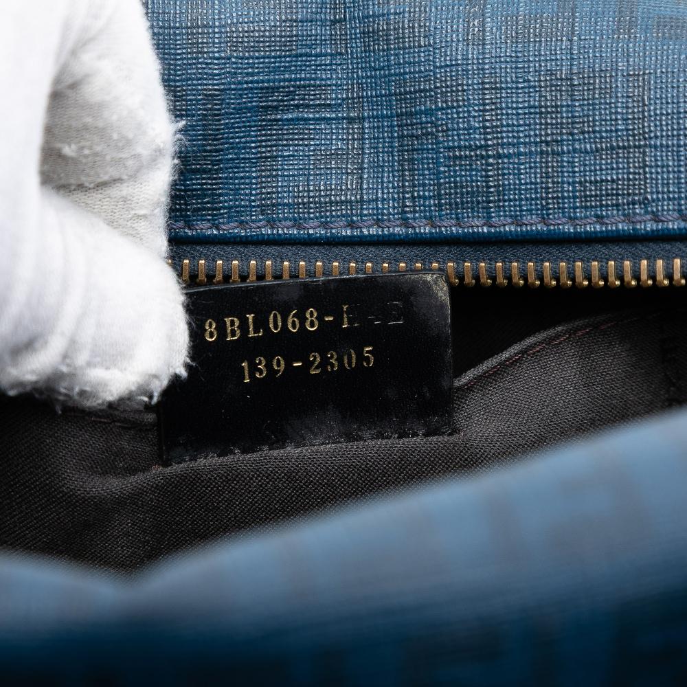 Fendi B Fendi Blue Coated Canvas Fabric Zucca Spalmati Boston Bag Italy