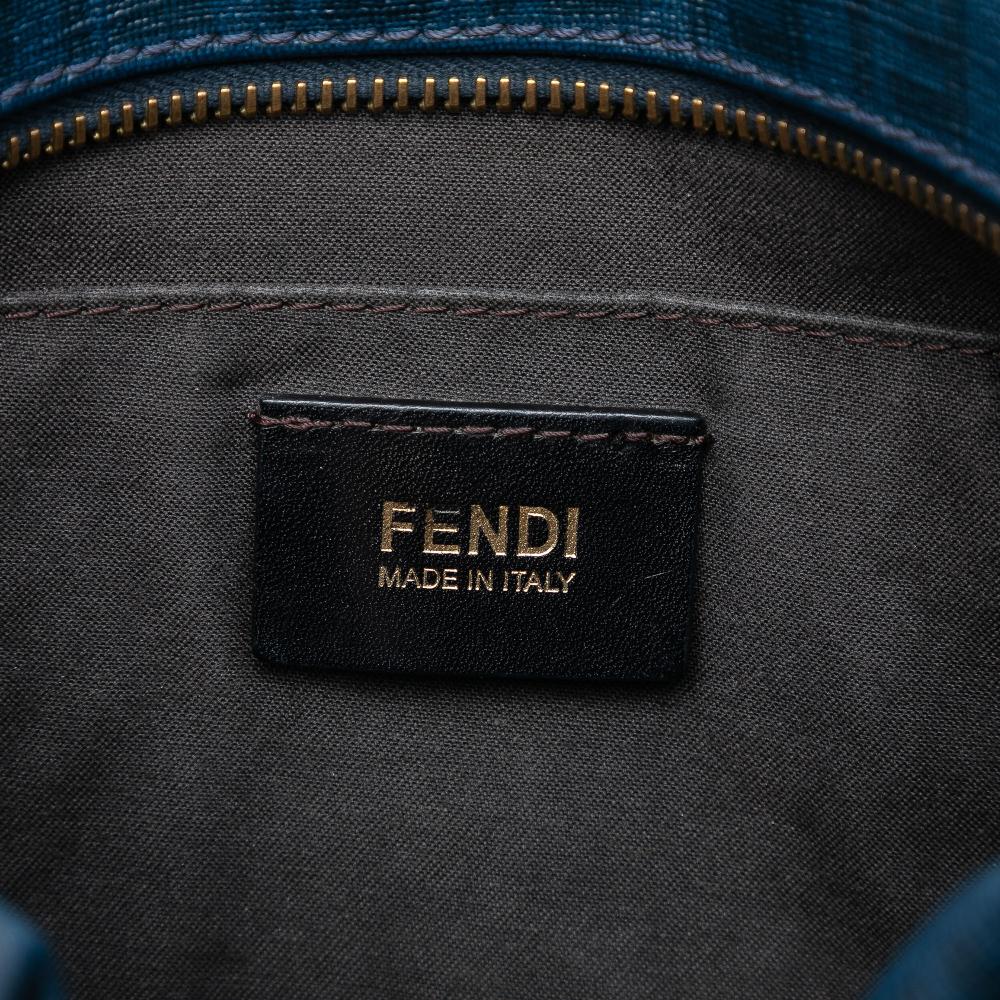 Fendi B Fendi Blue Coated Canvas Fabric Zucca Spalmati Boston Bag Italy