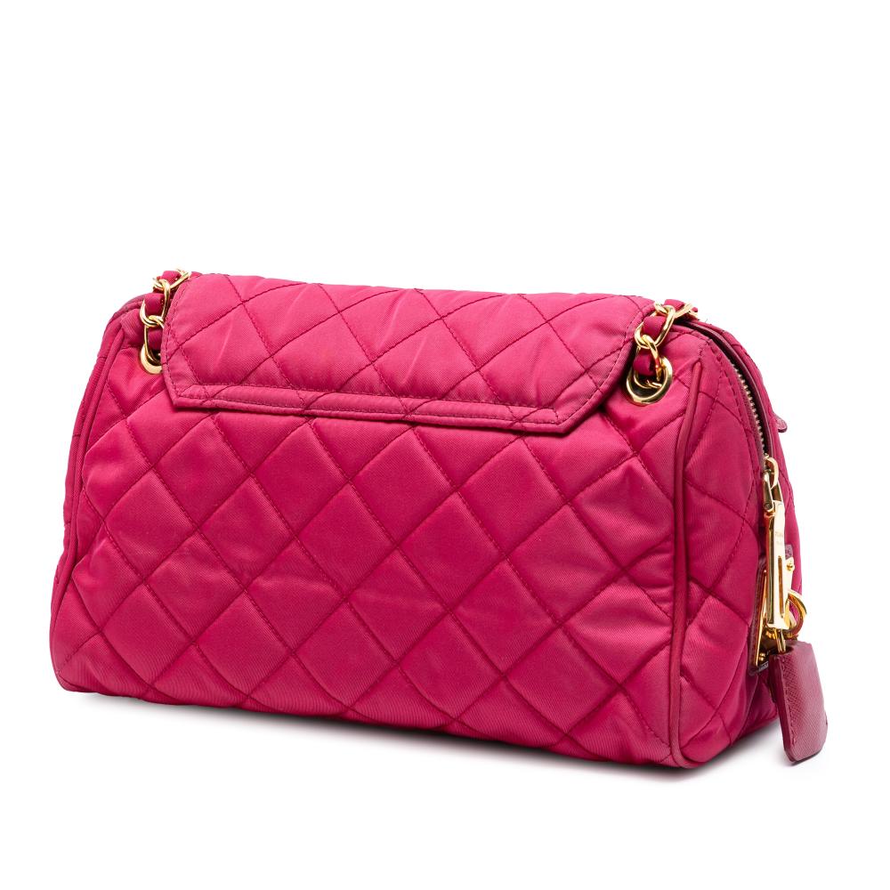 Prada B Prada Pink Dark Pink Nylon Fabric Impuntu Tessuto Chain Crossbody Italy