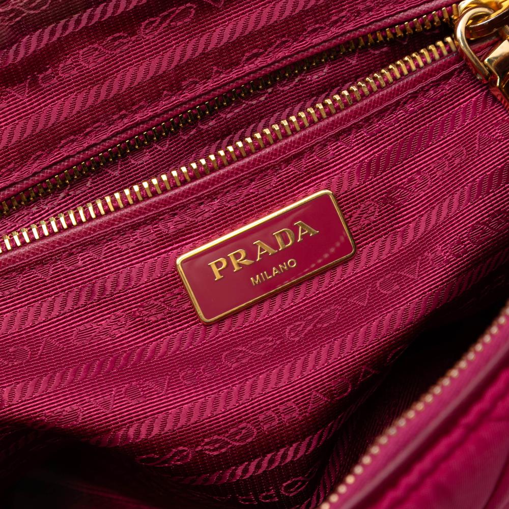 Prada B Prada Pink Dark Pink Nylon Fabric Impuntu Tessuto Chain Crossbody Italy