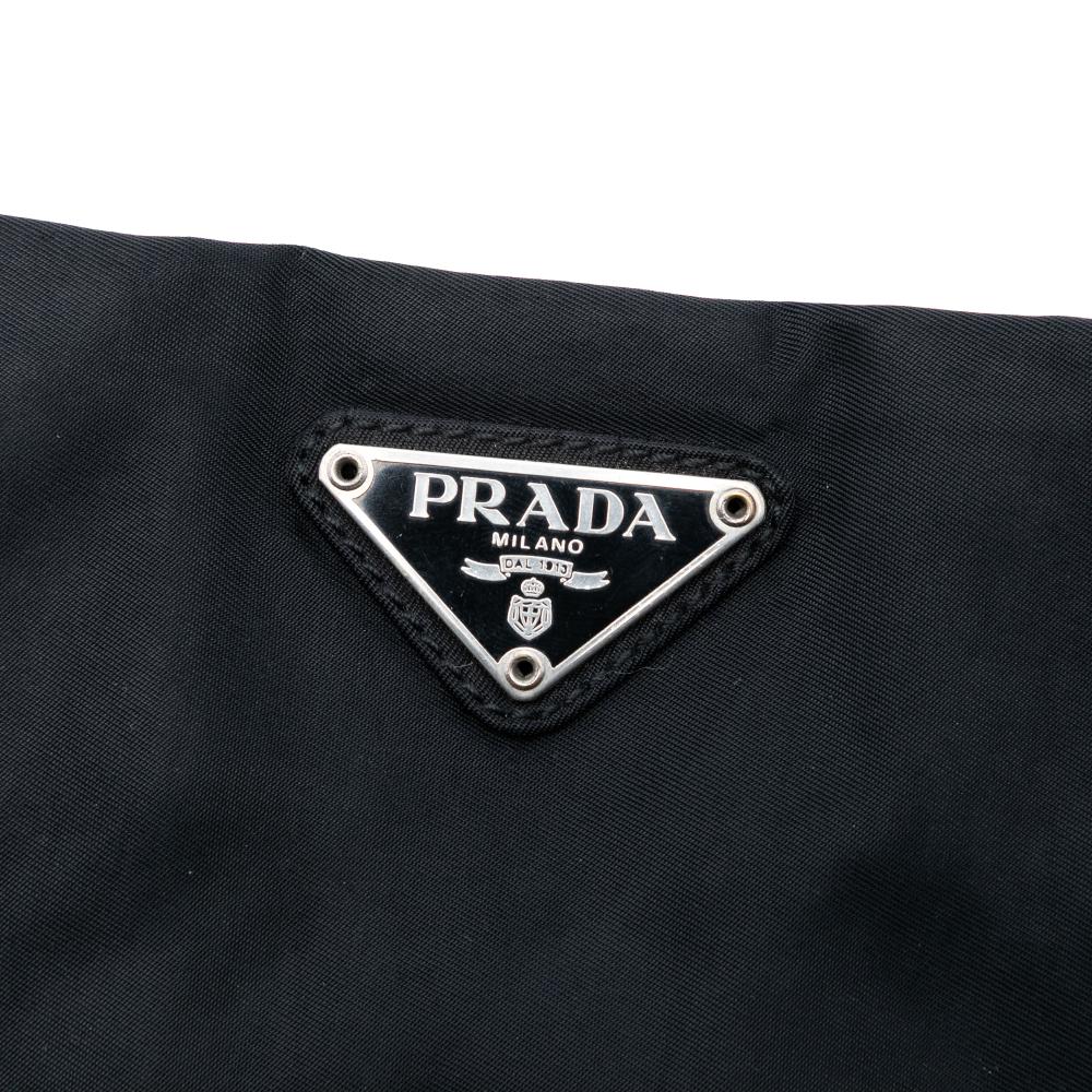 Prada B Prada Black Nylon Fabric Tessuto Open Top Crossbody Italy