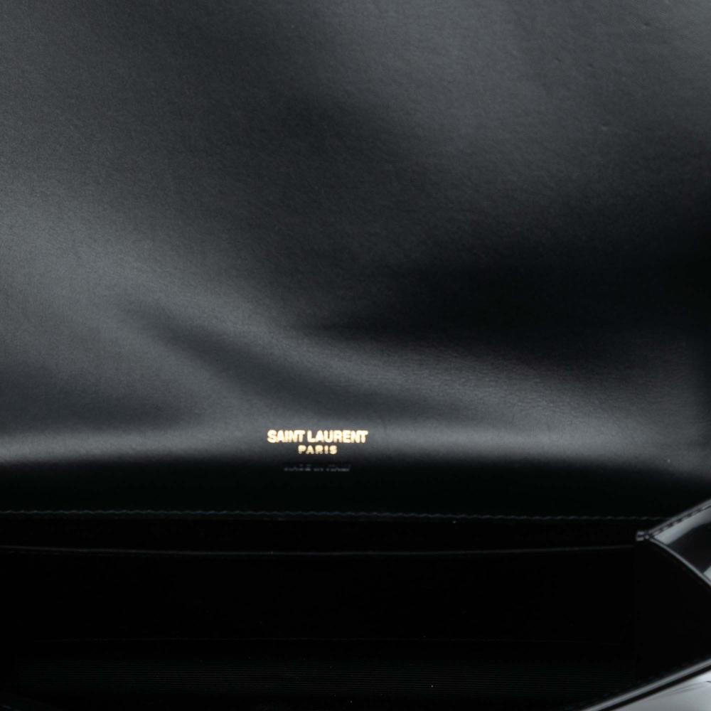 Saint Laurent White Brushed Leather Trimmed Lambskin Cassandre Flap Pouch Italy