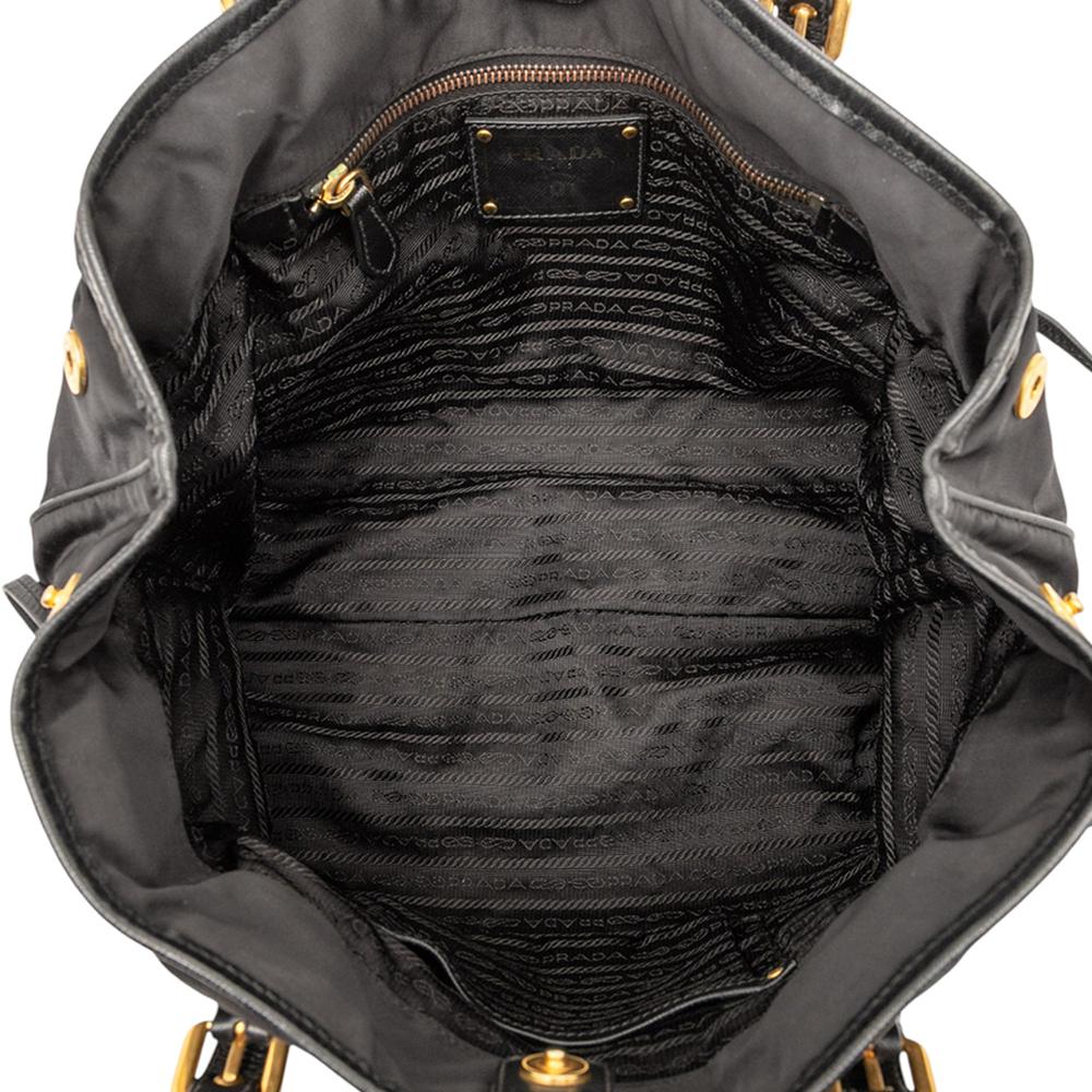 Prada B Prada Black Nylon Fabric Tessuto Canapa Logo Tote Italy