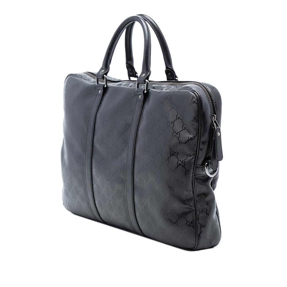 Gucci B Gucci Black Coated Canvas Fabric GG Imprime Business Bag Italy