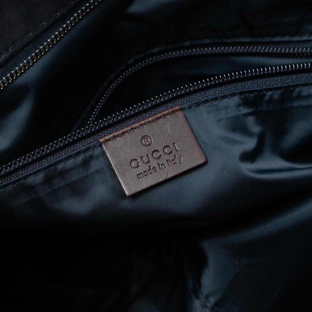 Gucci AB Gucci Blue Navy Nylon Fabric Diamante Web Tote Italy