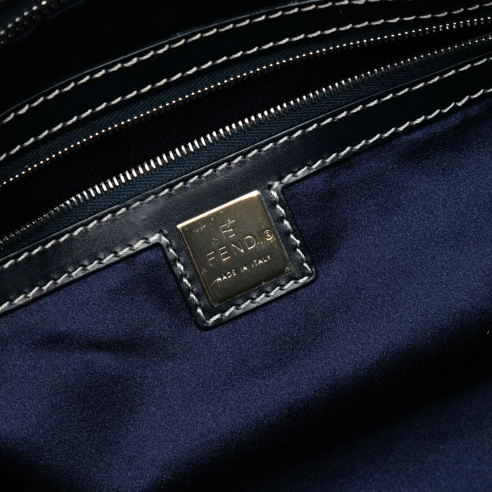 Fendi B Fendi Gray Canvas Fabric Zucchino Handbag Italy