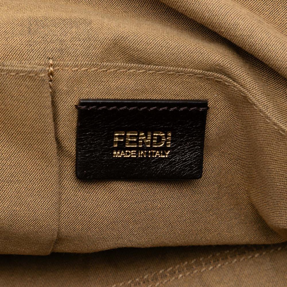 Fendi B Fendi Brown Nubuck Leather Leather Medium FF Nubuck Chains Tote Italy