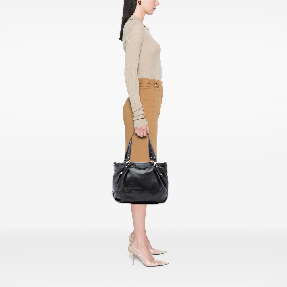 Gucci B Gucci Black Calf Leather Bridle Satchel Italy