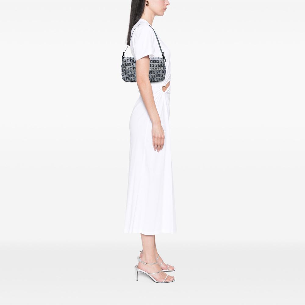 Fendi B Fendi Gray Canvas Fabric Zucchino Baguette Italy