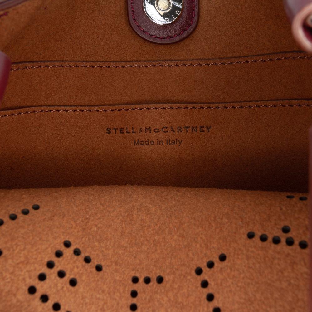 Stella McCartney Red Mini Faux Leather Perforated Logo Crossbody Italy