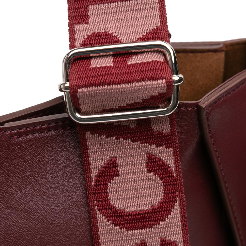 Stella McCartney Red Mini Faux Leather Perforated Logo Crossbody Italy