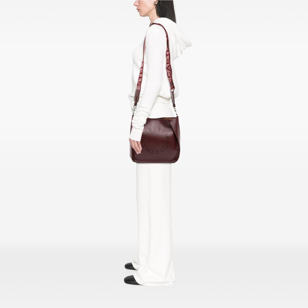 Stella McCartney Red Mini Faux Leather Perforated Logo Crossbody Italy