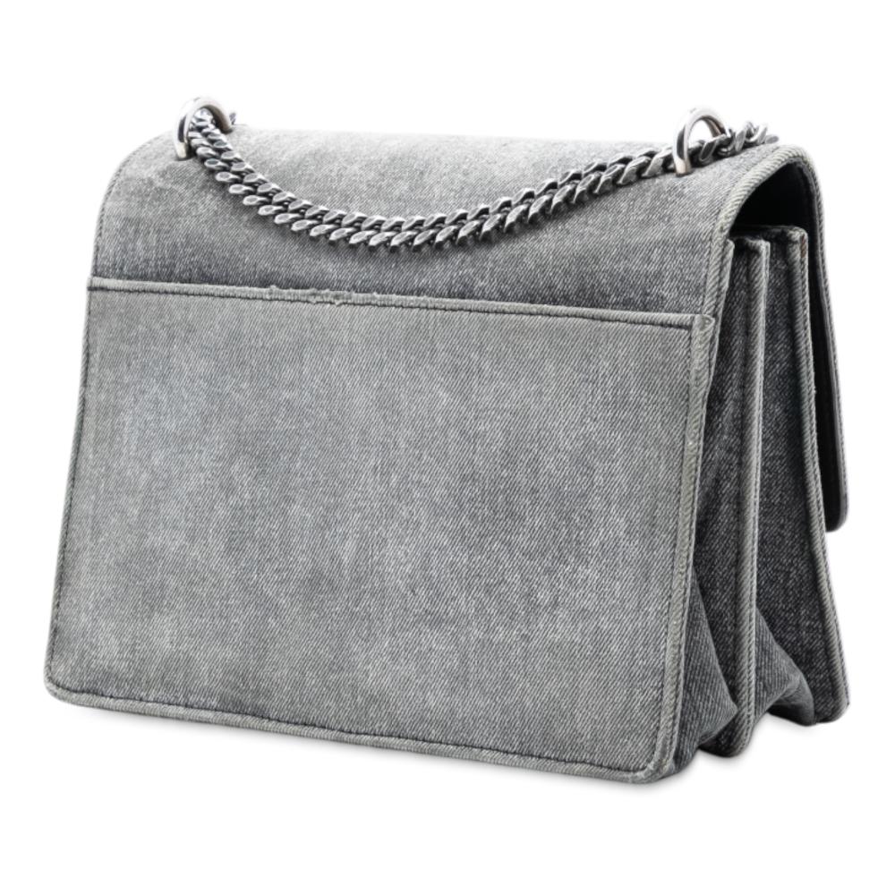 Saint Laurent B Saint Laurent Gray Denim Fabric Medium Monogram Sunset Crossbody Italy