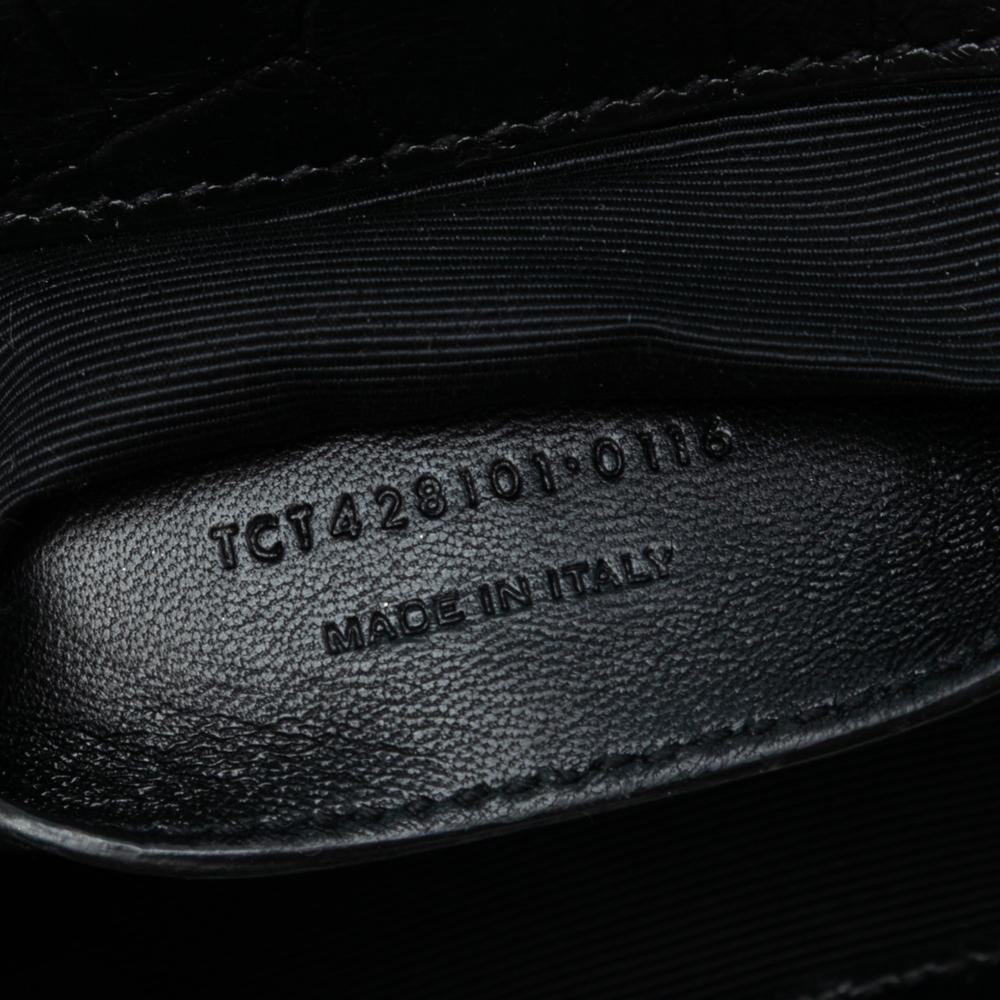 Saint Laurent B Saint Laurent Black Calf Leather Medium Croc Embossed College Satchel Italy