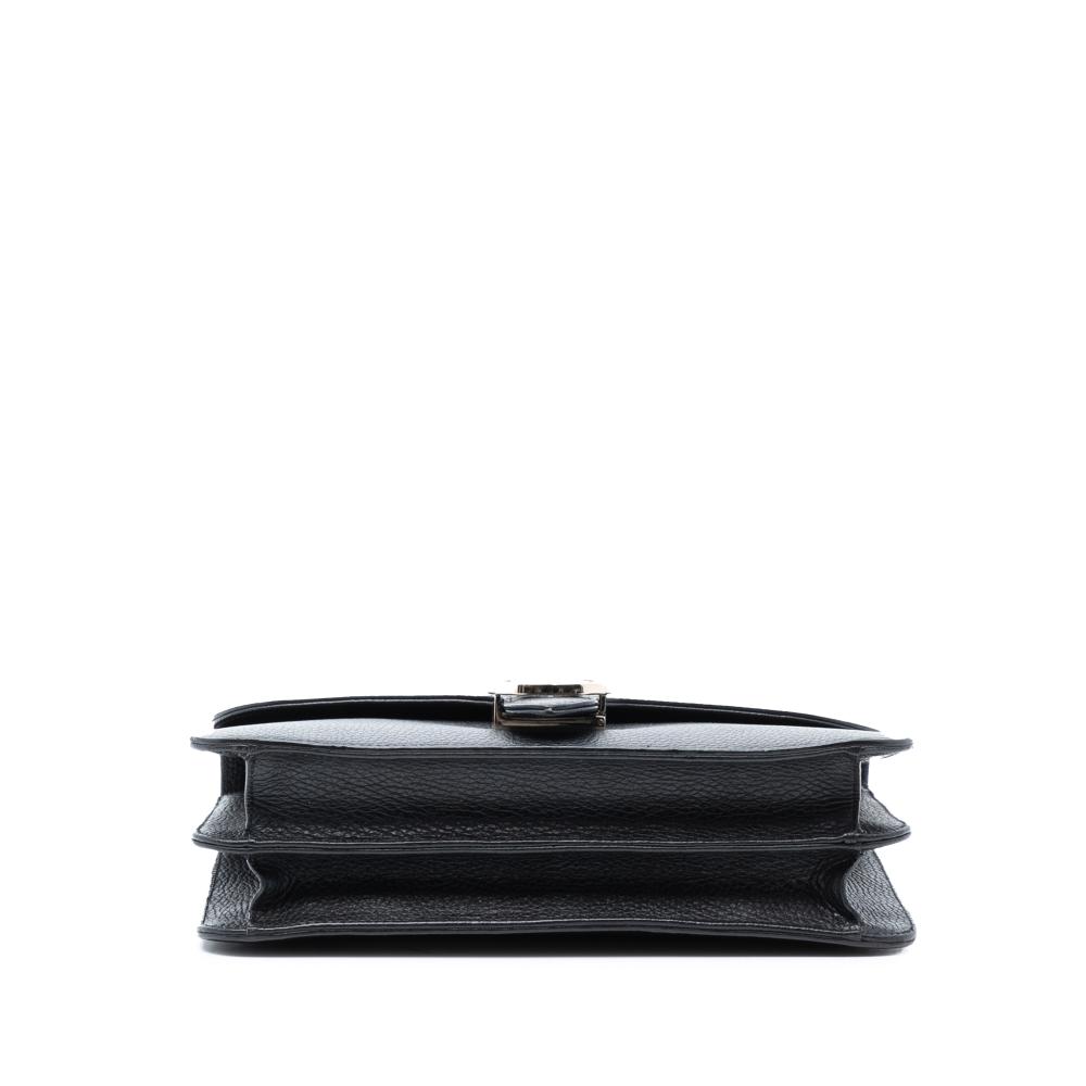 Gucci B Gucci Black Calf Leather Medium Dollar skin Interlocking G Crossbody Italy