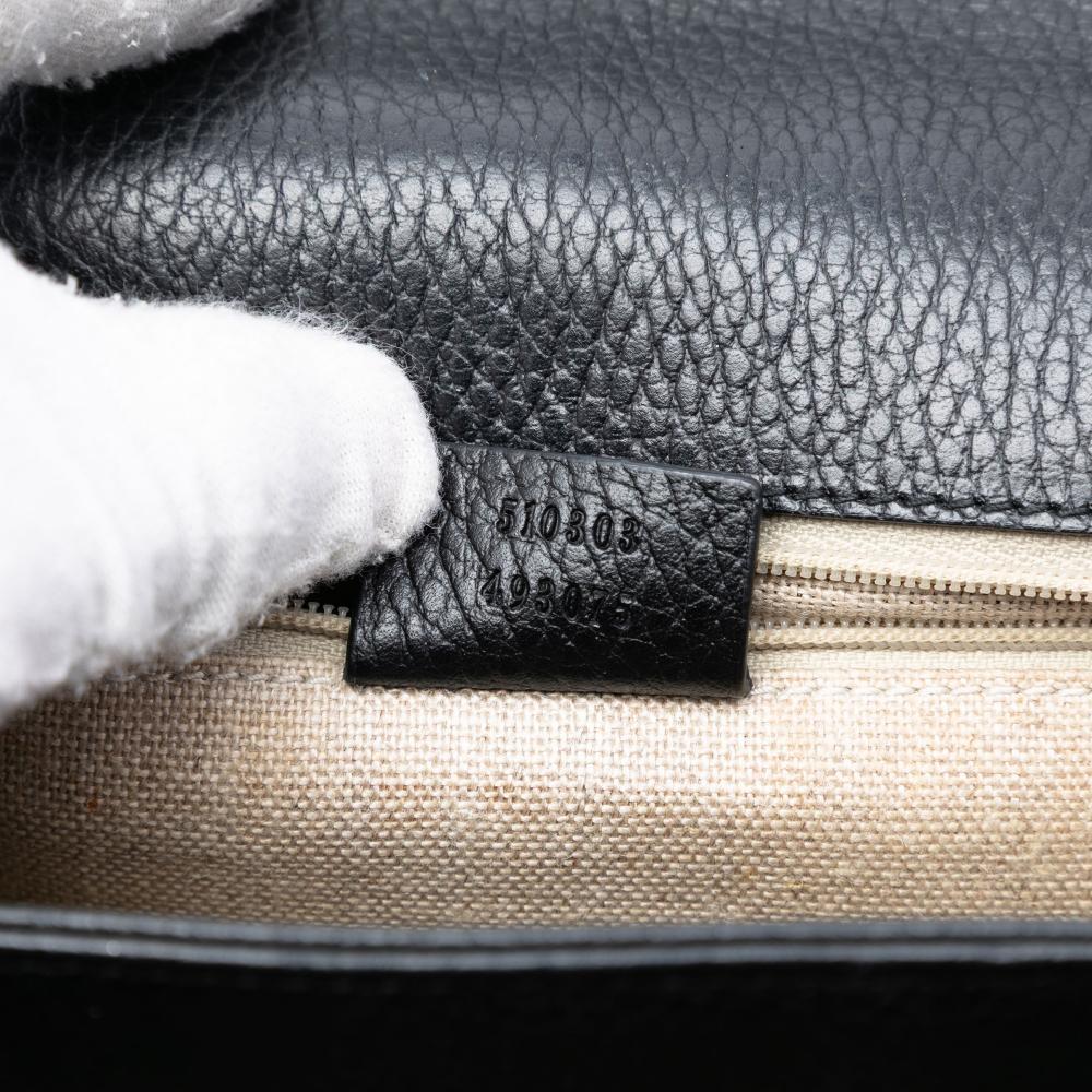 Gucci B Gucci Black Calf Leather Medium Dollar skin Interlocking G Crossbody Italy