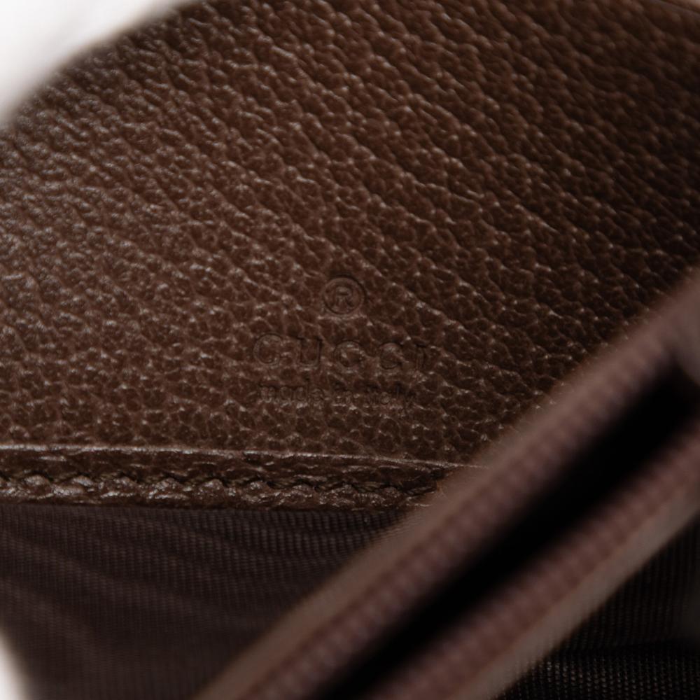 Gucci B Gucci Brown Coated Canvas Fabric GG Supreme Web Ophidia Continental Wallet Italy