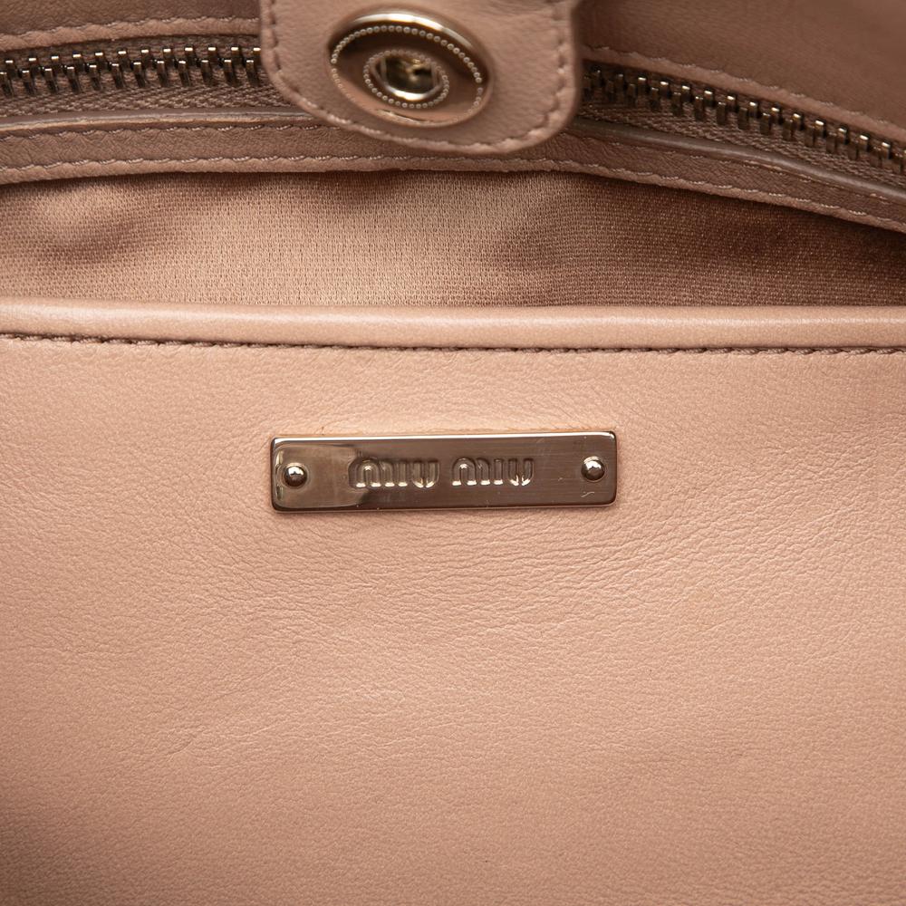 Miu Miu B Miu Miu Brown Nude Nappa Leather Leather Matelasse Nappa Crystal Satchel Romania