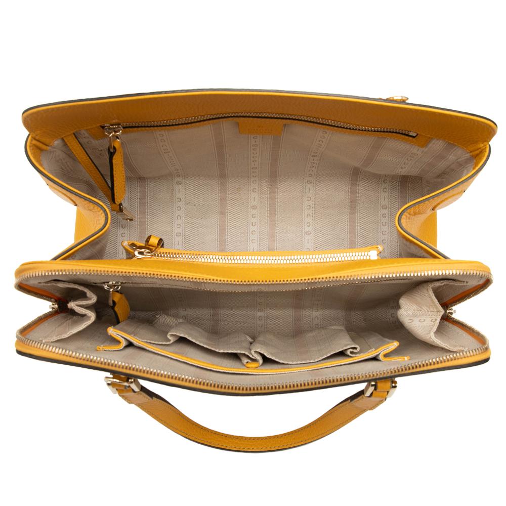 Gucci AB Gucci Yellow Calf Leather skin Swing Top Handle Satchel Italy