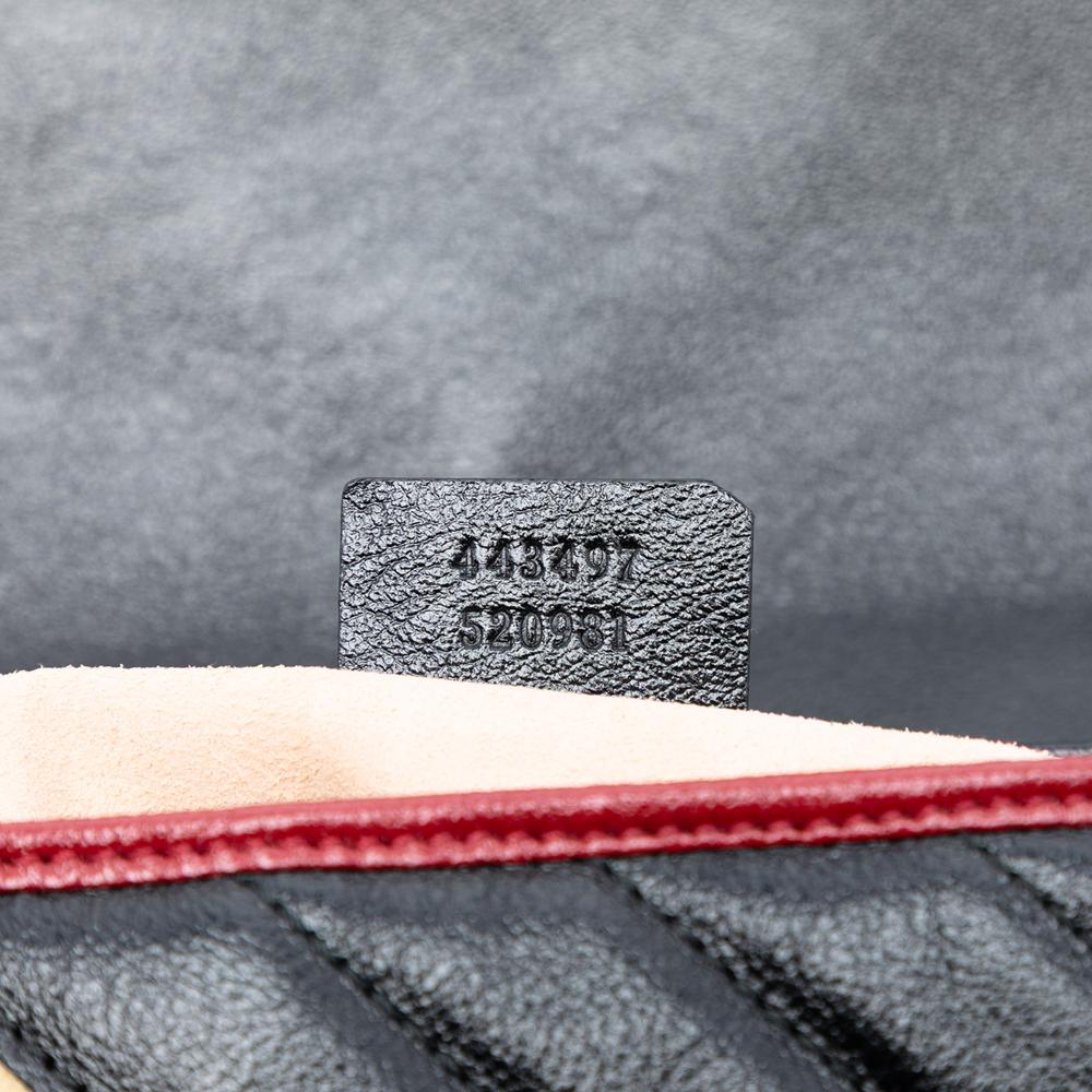Gucci AB Gucci Black Calf Leather Medium GG Marmont Bicolor Matelasse Diagonal Torchon Shoulder Bag Italy