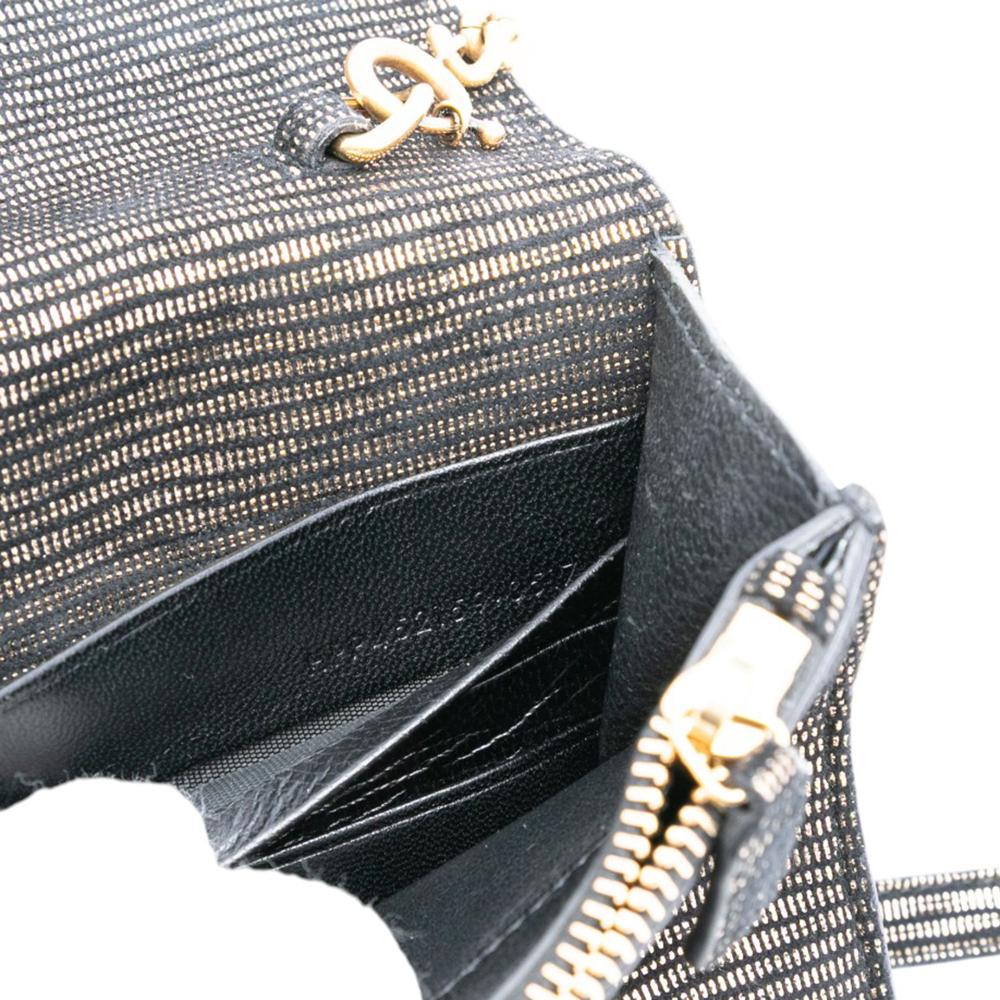 Saint Laurent AB Saint Laurent Black with Gold Suede Leather Monogram Kate Tassel Wallet on Chain Italy