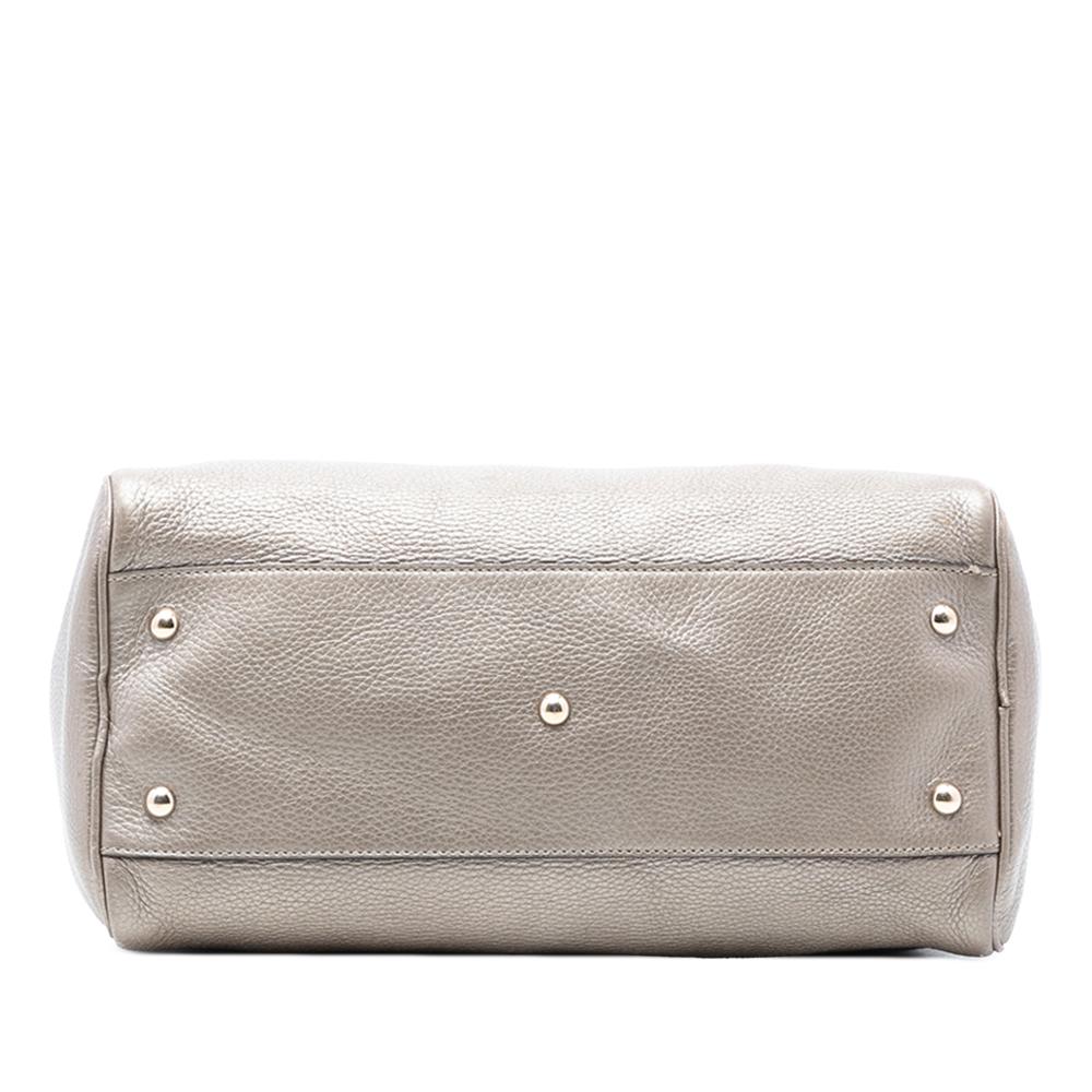 Gucci B Gucci Gold Calf Leather Medium skin Bamboo Shopper Boston Bag Italy