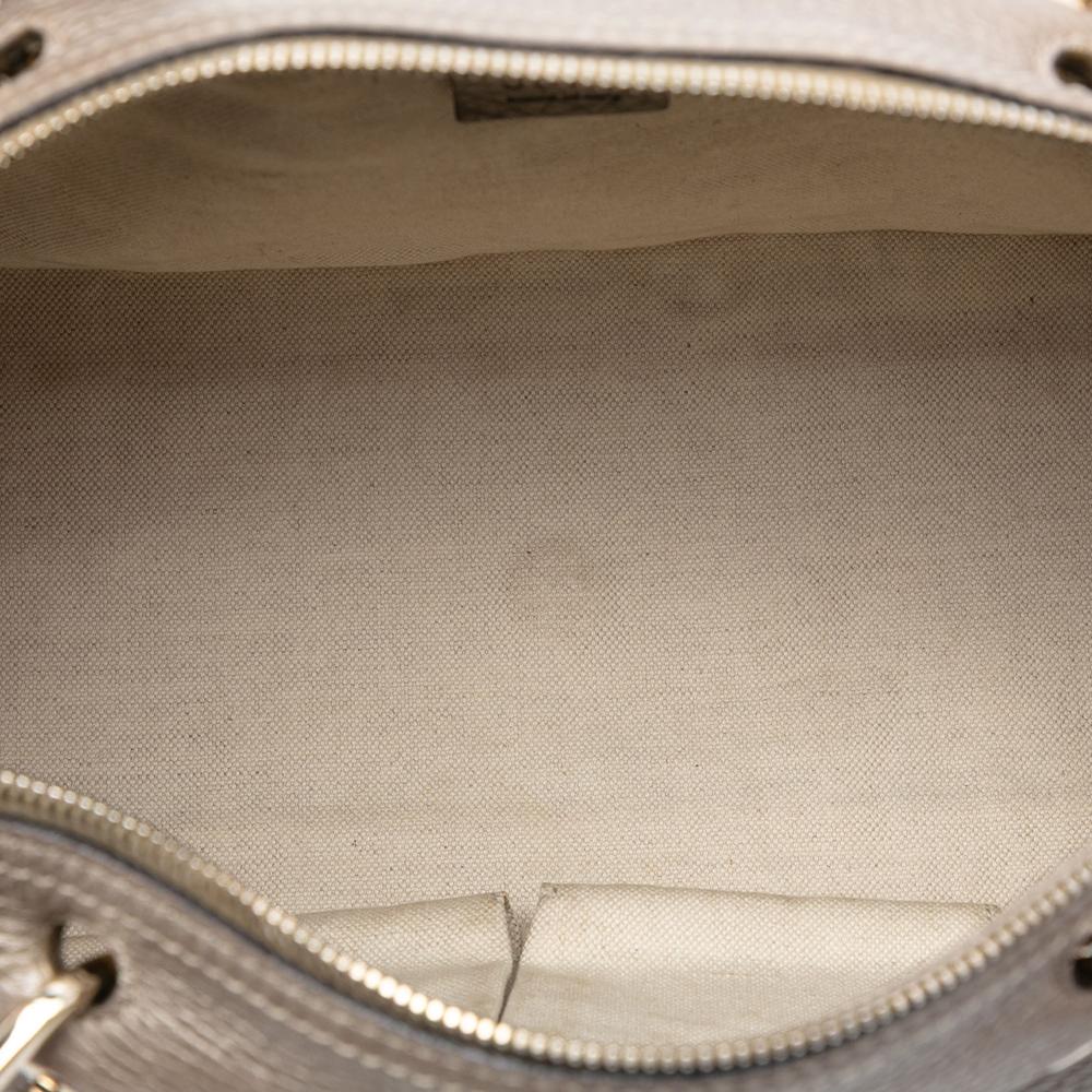 Gucci B Gucci Gold Calf Leather Medium skin Bamboo Shopper Boston Bag Italy