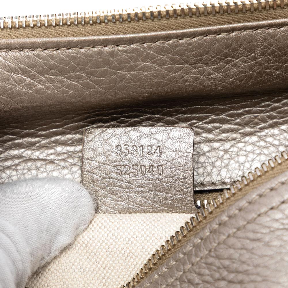 Gucci B Gucci Gold Calf Leather Medium skin Bamboo Shopper Boston Bag Italy