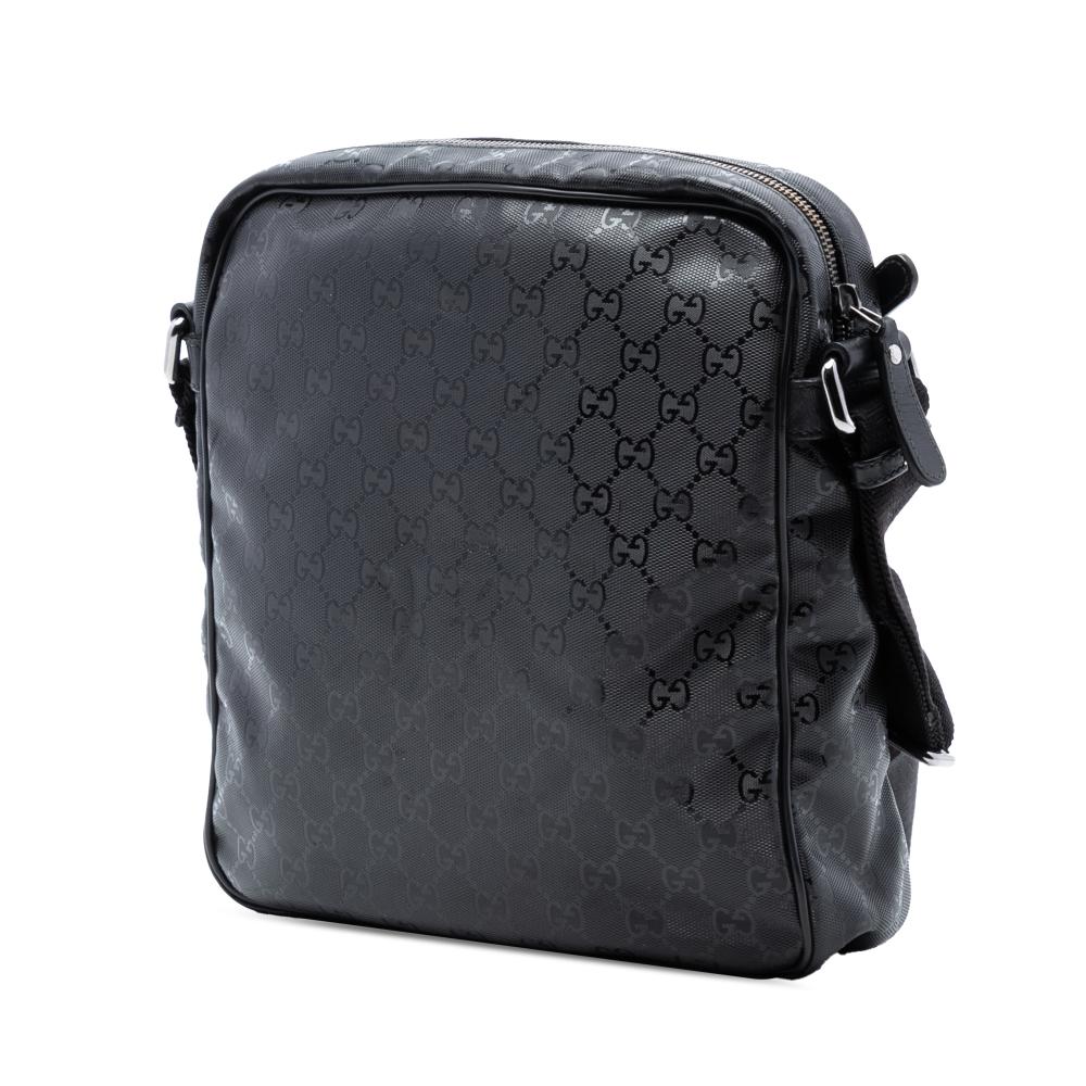 Gucci AB Gucci Black Coated Canvas Fabric GG Imprime Crossbody Italy