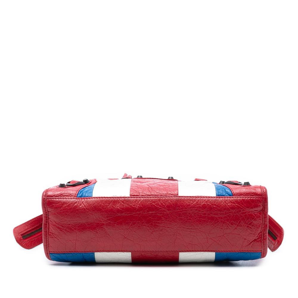 Balenciaga Red Lambskin Leather Leather Small Lambskin Motocross Classic Striped City Satchel Italy