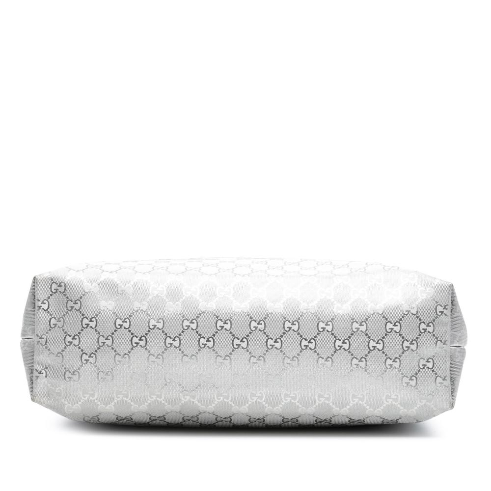 Gucci AB Gucci Silver Coated Canvas Fabric Medium GG Imprime Tote Italy