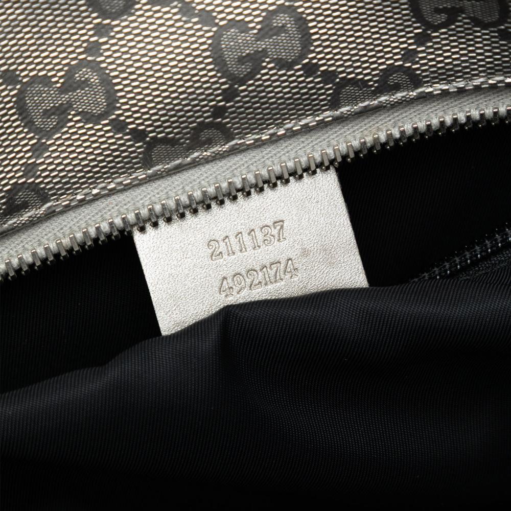 Gucci AB Gucci Silver Coated Canvas Fabric Medium GG Imprime Tote Italy