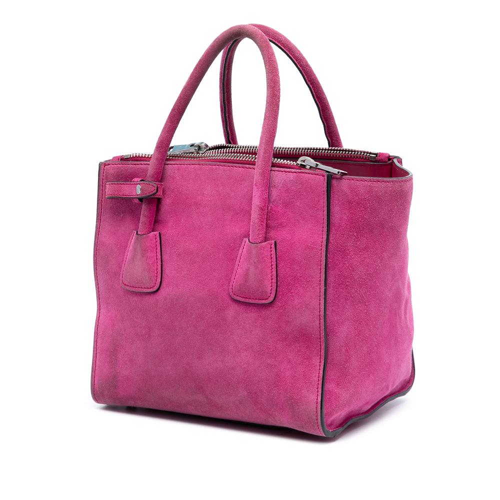 Prada B Prada Pink Hot Pink Suede Leather Small Scamosciato Twin Pocket Satchel Italy