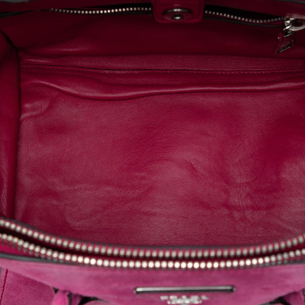Prada B Prada Pink Hot Pink Suede Leather Small Scamosciato Twin Pocket Satchel Italy
