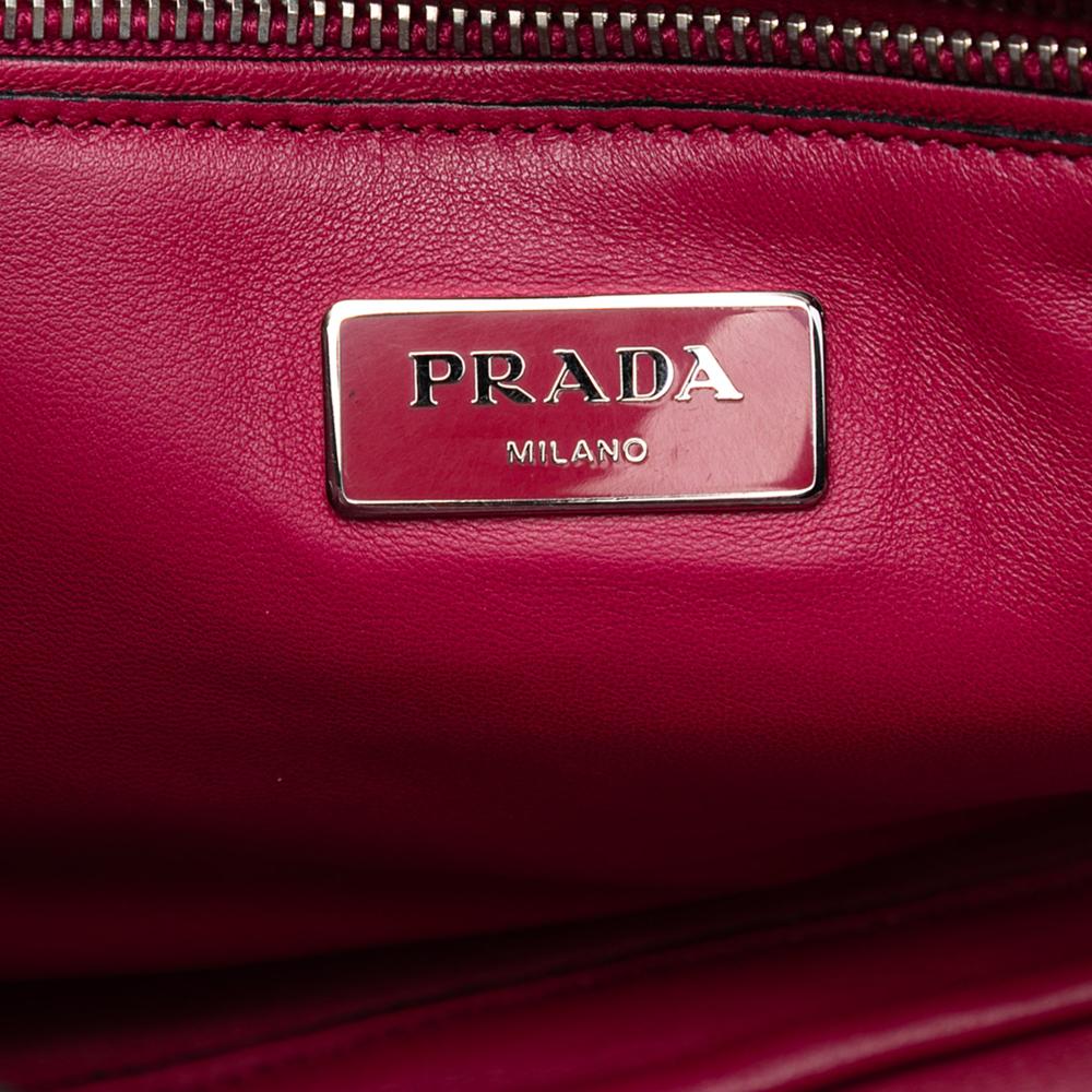 Prada B Prada Pink Hot Pink Suede Leather Small Scamosciato Twin Pocket Satchel Italy