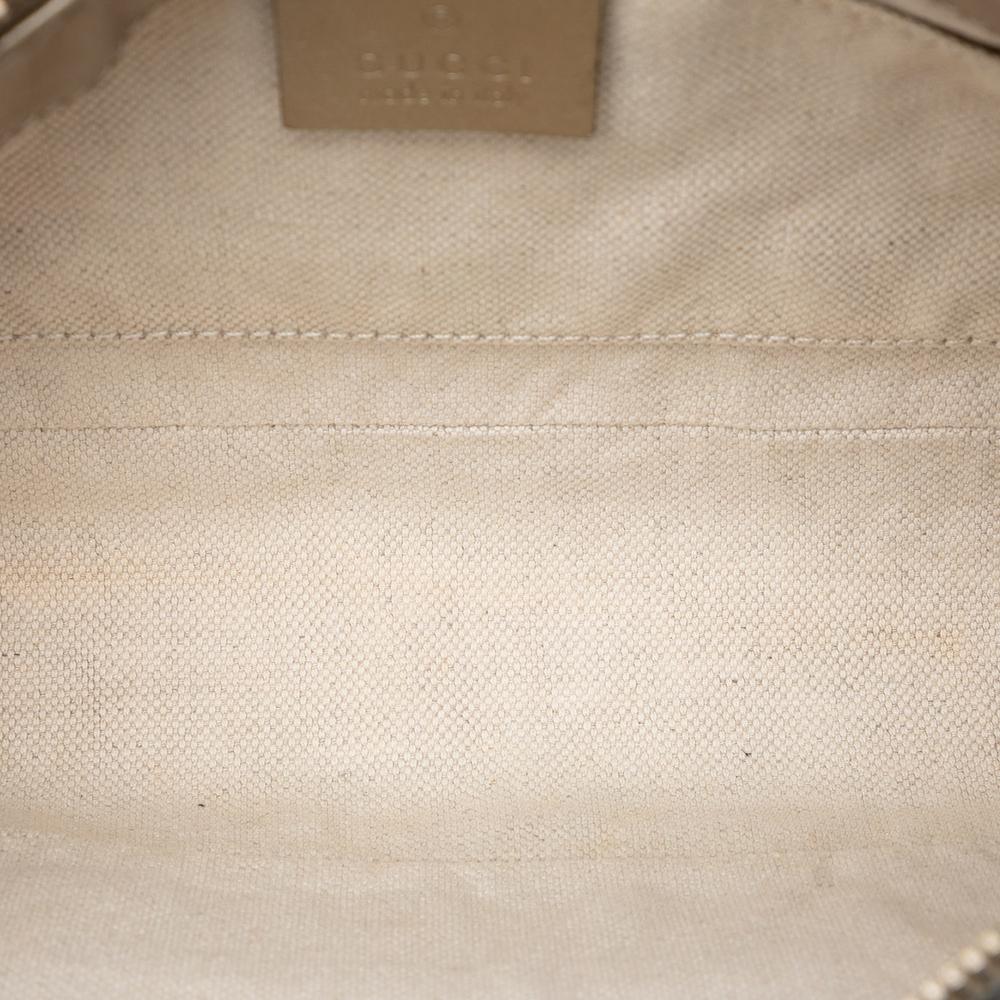 Gucci B Gucci Brown Beige Canvas Fabric GG Mayfair Shoulder Bag Italy