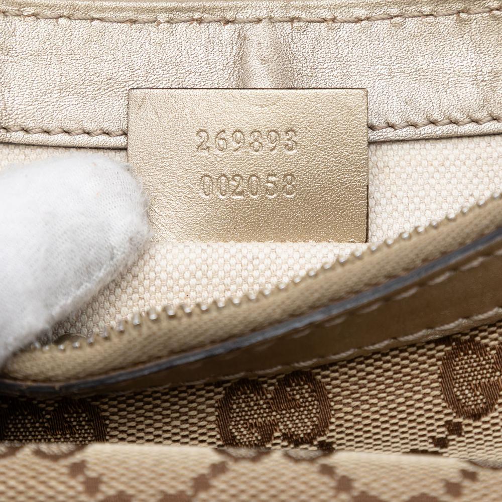 Gucci B Gucci Brown Beige Canvas Fabric GG Mayfair Shoulder Bag Italy