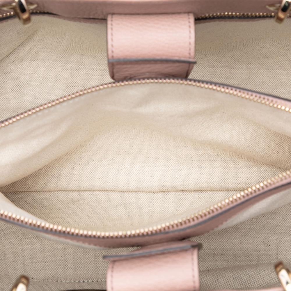 Gucci AB Gucci Pink Light Pink Calf Leather Medium skin Bamboo Shopper Satchel Italy