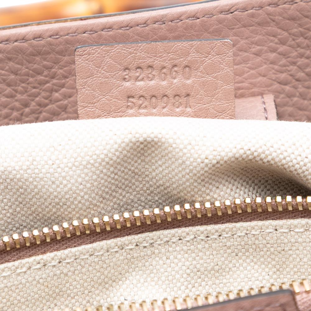 Gucci AB Gucci Pink Light Pink Calf Leather Medium skin Bamboo Shopper Satchel Italy