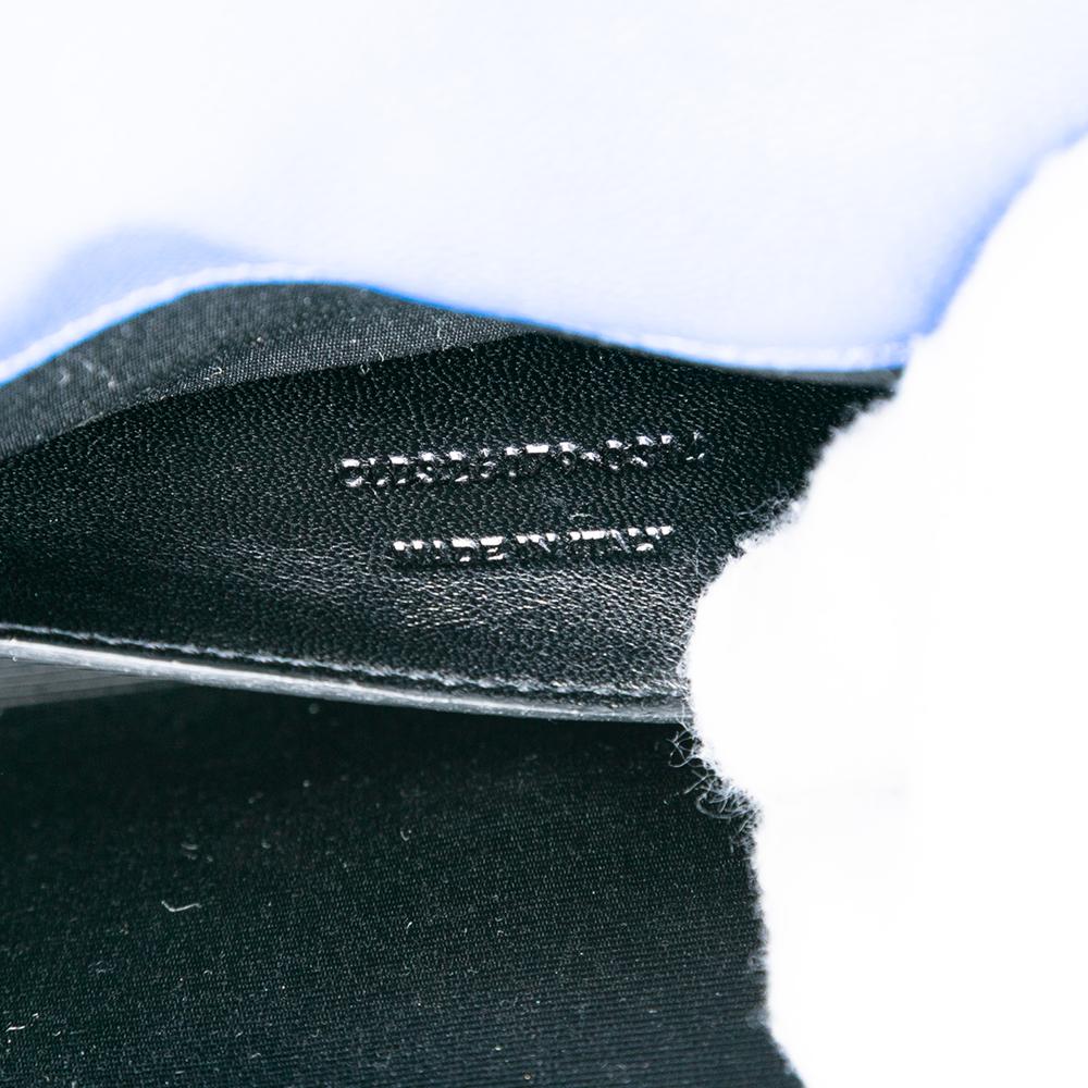 Saint Laurent AB Saint Laurent Blue Calf Leather Grain De Poudre Monogram Cassandre Clutch Italy