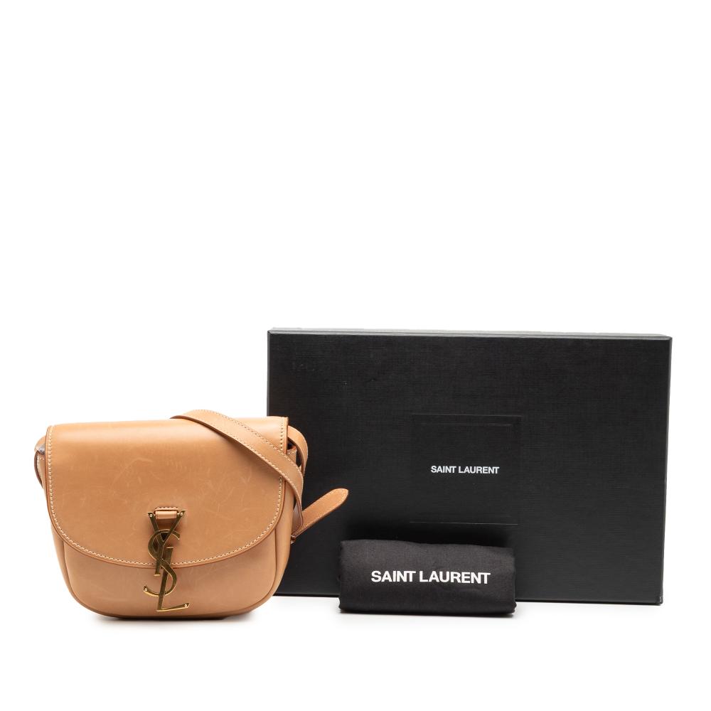Saint Laurent B Saint Laurent Brown Light Brown Calf Leather Small Kaia Crossbody Italy